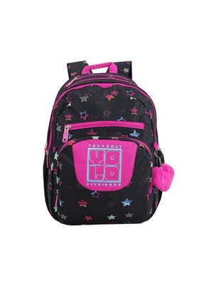 Morral Yolo Escolar Para Mujer Color Negro Rosa