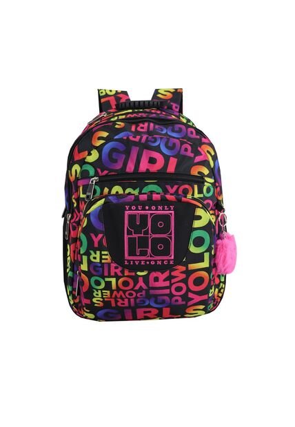 Morral Yolo Escolar Para Mujer Color Negro Multicolor