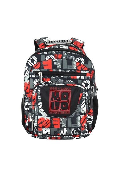 Morral Yolo Escolar Unisex Gris Rojo