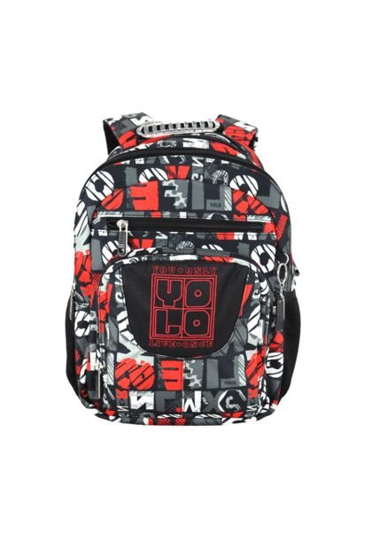 Morral Yolo Escolar Unisex Color  Gris Rojo