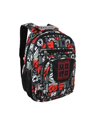 Morral Yolo Escolar Unisex Color  Gris Rojo