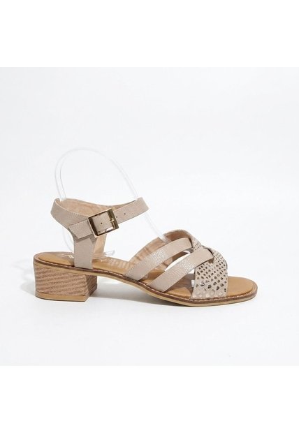 Sandalia Para Mujer 350-Z310 TAUPE X FOLIA CUERO ZAVATTY