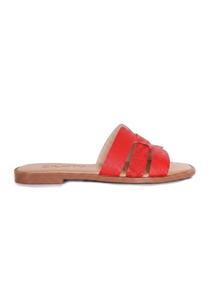 Sandalia Plana Para Mujer 25C30-Z19 ROJO XFOLIA CUERO ZAVATTY