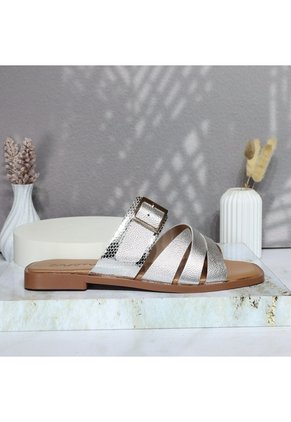 Sandalia Plana Para Mujer 25C38-Z19 PLATEADO CUERO ZAVATTY
