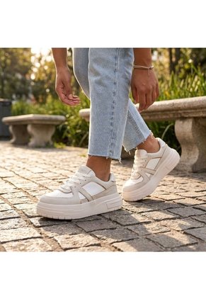 Tenis Para Mujer 153-3-Z287 BEIGE X ORO ROSA ZAVATTY