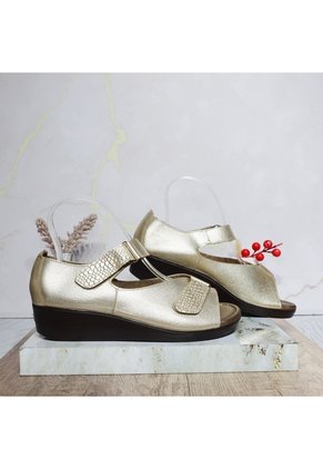 Romulo Sandalia Para Mujer H-HEIDY ORO CUERO ZAVATTY