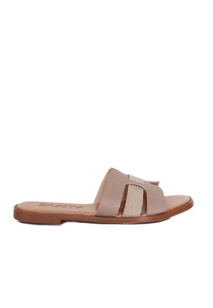 Sandalia Plana Para Mujer 25C30-Z19 TAUPE X FOLIA CUERO ZAVATTY