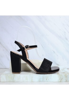 Sandalia Tacon Para Mujer 7593-Z522 NEGRO BRILLANTE ZAVATTY