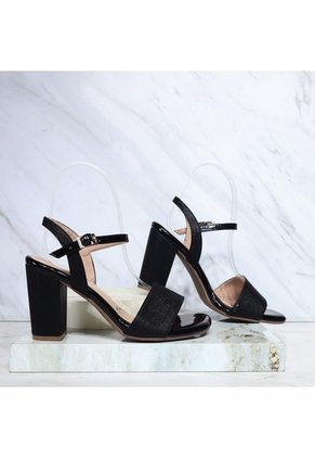 Sandalia Tacon Para Mujer 7593-Z522 NEGRO BRILLANTE ZAVATTY