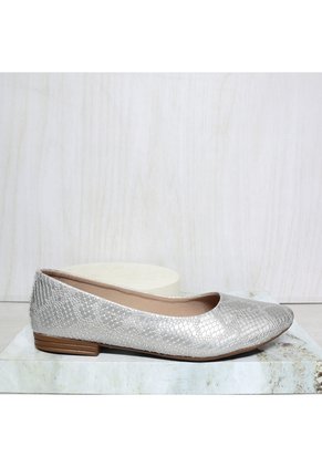 Baleta Cerrada Para Mujer 1637-Z147 PLATA ZAVATTY