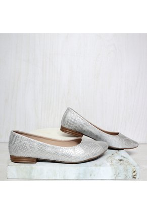 Baleta Cerrada Para Mujer 1637-Z147 PLATA ZAVATTY