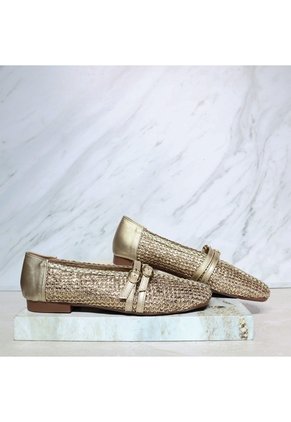 Baleta Cerrada Para Mujer 063-Z720 ORO BRILLANTE ZAVATTY