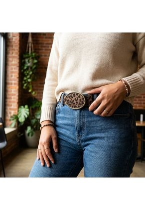 Correa Para Mujer BELT301 ANIMAL PRINT NEGRO ZAVATTY