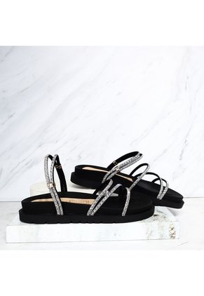 Sandalia 3 1/2 Brillos Para Mujer 7016-Z617 NEGRO X PIEDRAS ZAVATTY