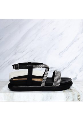 Sandalia 3 1/2 Brillos Para Mujer 7073-Z617 NEGRO X PIEDRAS ZAVATTY