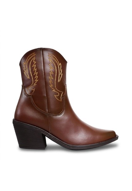 Bota Texana Corta Para Mujer 2581-Z22 CAFE ZAVATTY
