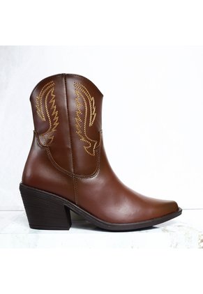 Bota Texana Corta Para Mujer 2581-Z22 CAFE ZAVATTY