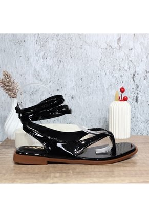 Sandalia Plana Para Mujer TP608-Z725 NEGRO CHAROL ZAVATTY