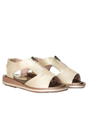 Sandalia Plana Para Mujer H-NOHEMY ORO CUERO ZAVATTY