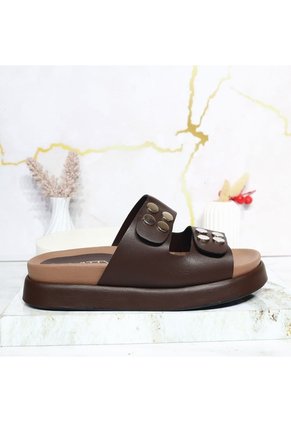 Sandalia Plana Para Mujer 02-Z43 CAFE ZAVATTY
