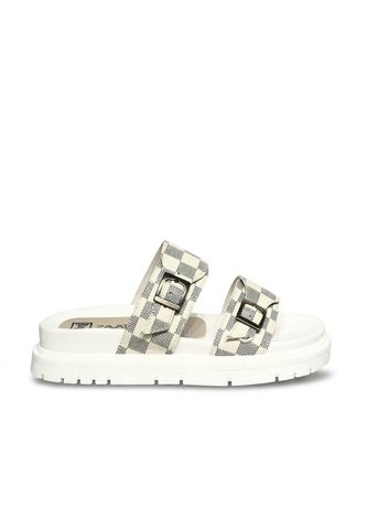 Sandalia Plana Para Mujer H-CAMILA CUADROS BEIGE ZAVATTY Zavatty