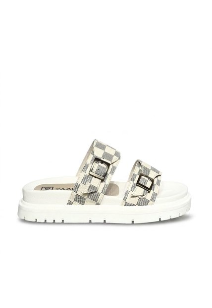 Sandalia Plana Para Mujer H-CAMILA CUADROS BEIGE ZAVATTY