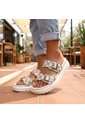 Sandalia Plana Para Mujer H-CAMILA CUADROS BEIGE ZAVATTY de Zavatty
