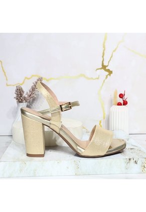 Sandalia Tacon Para Mujer 7593-Z522 CHAMPAÑA BRILLANTE ZAVATTY