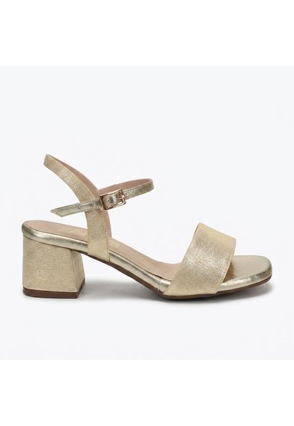 Sandalia Tacon Para Mujer 593-Z522 CHAMPAÑA BRILLANTE ZAVATTY