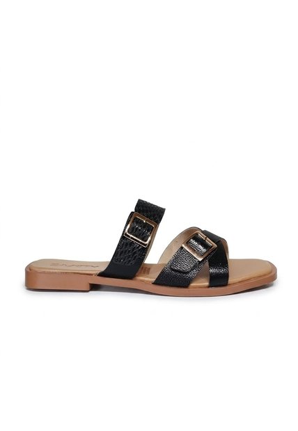 Sandalia Plana Para Mujer 25C36-Z19 NEGRO CUERO ZAVATTY