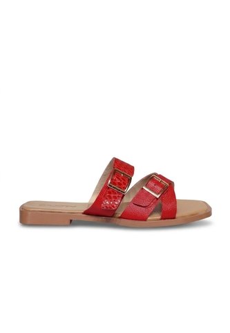 Sandalia Plana Para Mujer 25C36-Z19 ROJO CUERO ZAVATTY Zavatty