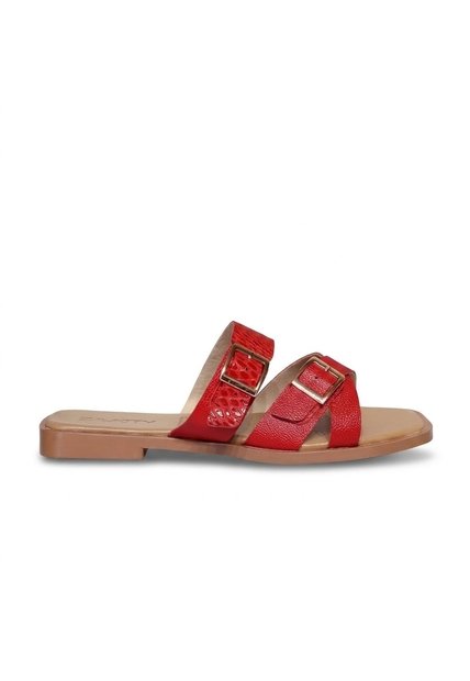 Sandalia Plana Para Mujer 25C36-Z19 ROJO CUERO ZAVATTY