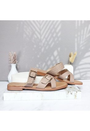 Sandalia Plana Para Mujer 25C36-Z19 NEGRO CUERO ZAVATTY