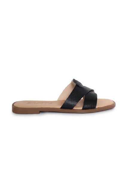 Sandalia Plana Para Mujer 23C10-Z19 NEGRO X FOLIA CUERO ZAVATTY