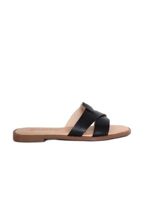 Sandalia Plana Para Mujer 23C10-Z19 NEGRO X FOLIA CUERO ZAVATTY