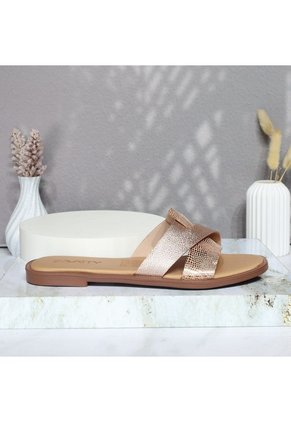 Sandalia Plana Para Mujer 23C10-Z19 ORO ROSA CUERO ZAVATTY