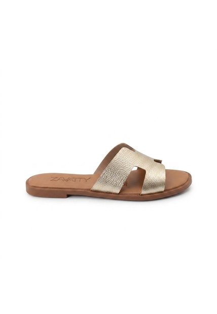Sandalia Plana Para Mujer HERMES-Z19 ORO ZAVATTY