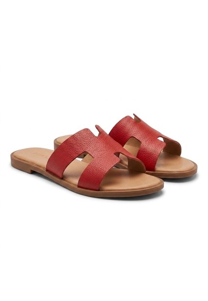 Sandalia Plana Para Mujer HERMES-Z19 ROJO CUERO ZAVATTY