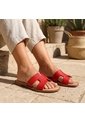 Sandalia Plana Para Mujer HERMES-Z19 ROJO CUERO ZAVATTY de Zavatty