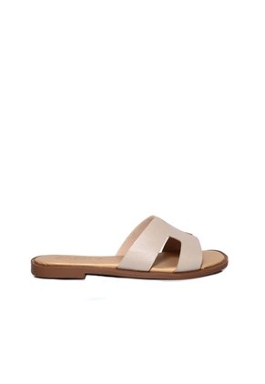Sandalia Plana Para Mujer HERMES-Z19 CREMA CUERO ZAVATTY