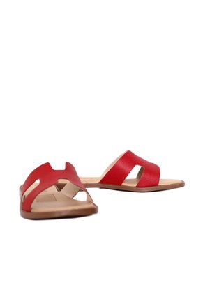 Sandalia Plana Para Mujer HERMES-Z19 ROJO CUERO ZAVATTY