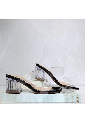 Sandalia 5 1/2 Transparente Para Mujer 2460-Z148 NEGRO CHAROL X ACETATO ZAVATTY