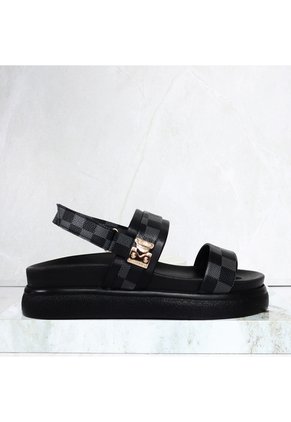 Sandalia Canoa Para Mujer V933-Z84 NEGRO CUADROS ZAVATTY