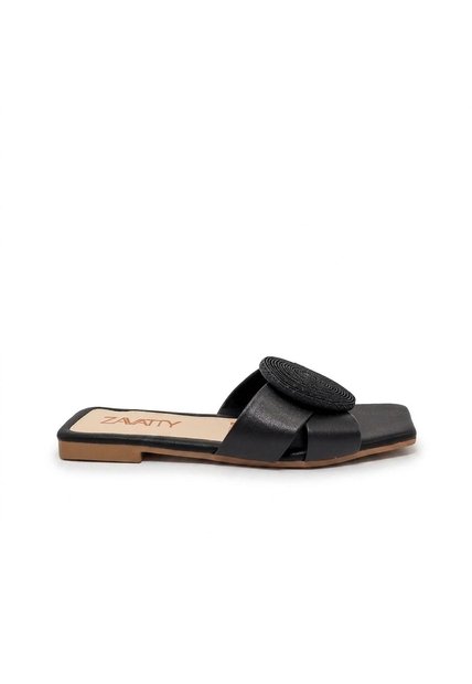 Sandalia Plana Para Mujer V591-Z84 NEGRO ZAVATTY
