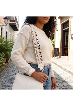Reata Para Bolsos De Mujer REA1 COLOR BEIGE CON NEGRO BEIGE XROSA ROMBO ZAVATTY