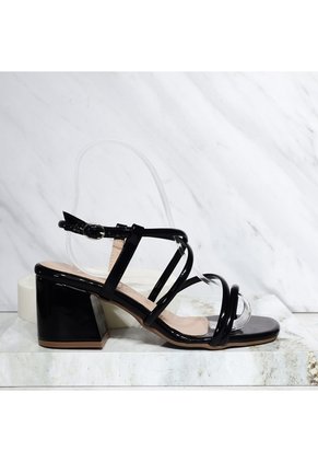 Sandalia Tacon Para Mujer Q261-Z471 NEGRO CHAROL ZAVATTY