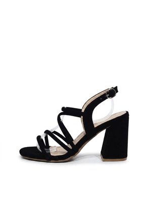 Sandalia Tacon Para Mujer J162-Z471 NEGRO NOBUCK ZAVATTY