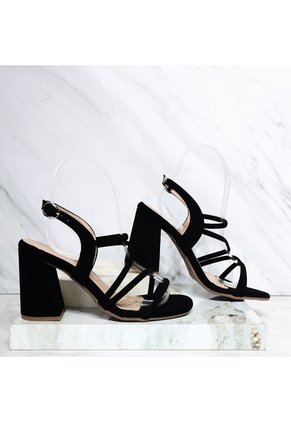 Sandalia Tacon Para Mujer J162-Z471 NEGRO NOBUCK ZAVATTY