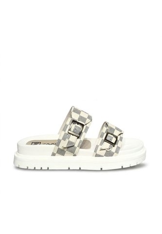 Sandalia Plana Para Mujer H-CAMILA CUADROS BEIGE ZAVATTY Zavatty