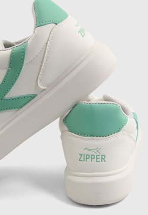 Tenis Lifestyle Blanco-Verde Menta ZIPPER